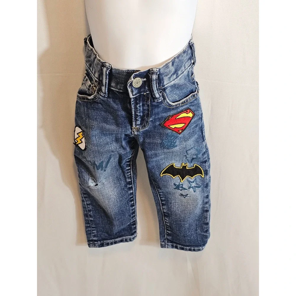 Gap Infant Boy‎ Jeans Size 18-24mos. Batman superman patches.